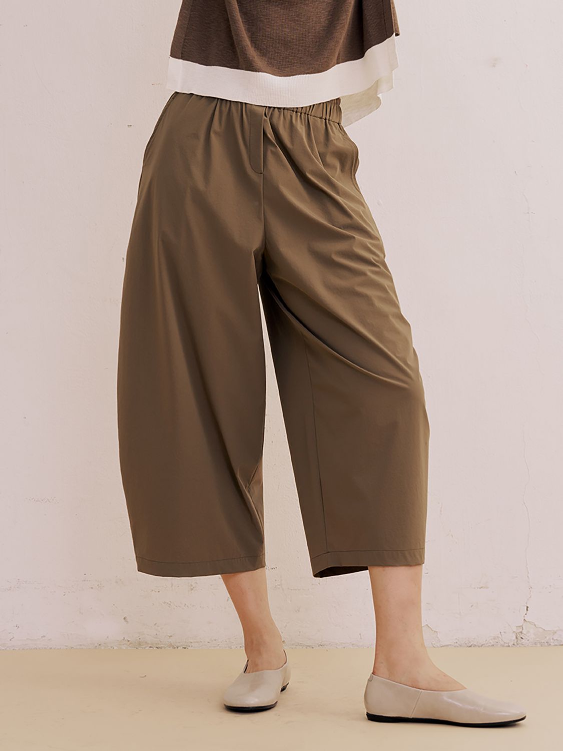 BALLON FIT CROPPED PANTS - NUTMEG
