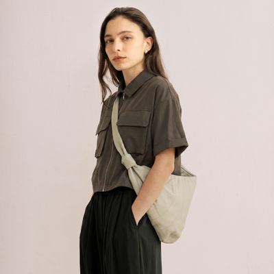 RELAXED SHORT SLEEVES ZIP-UP SHIRT JACKET - IRON