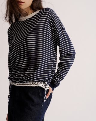 STRIPED TOP - NAVY/EGGSHELL