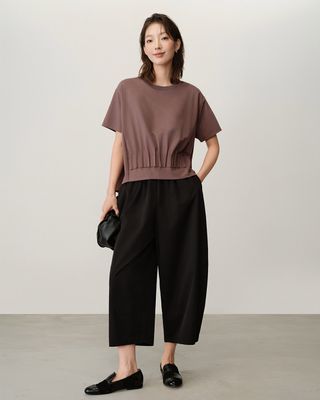 LIGHT WEIGHT DOUBLE KNIT TOP - IRON
