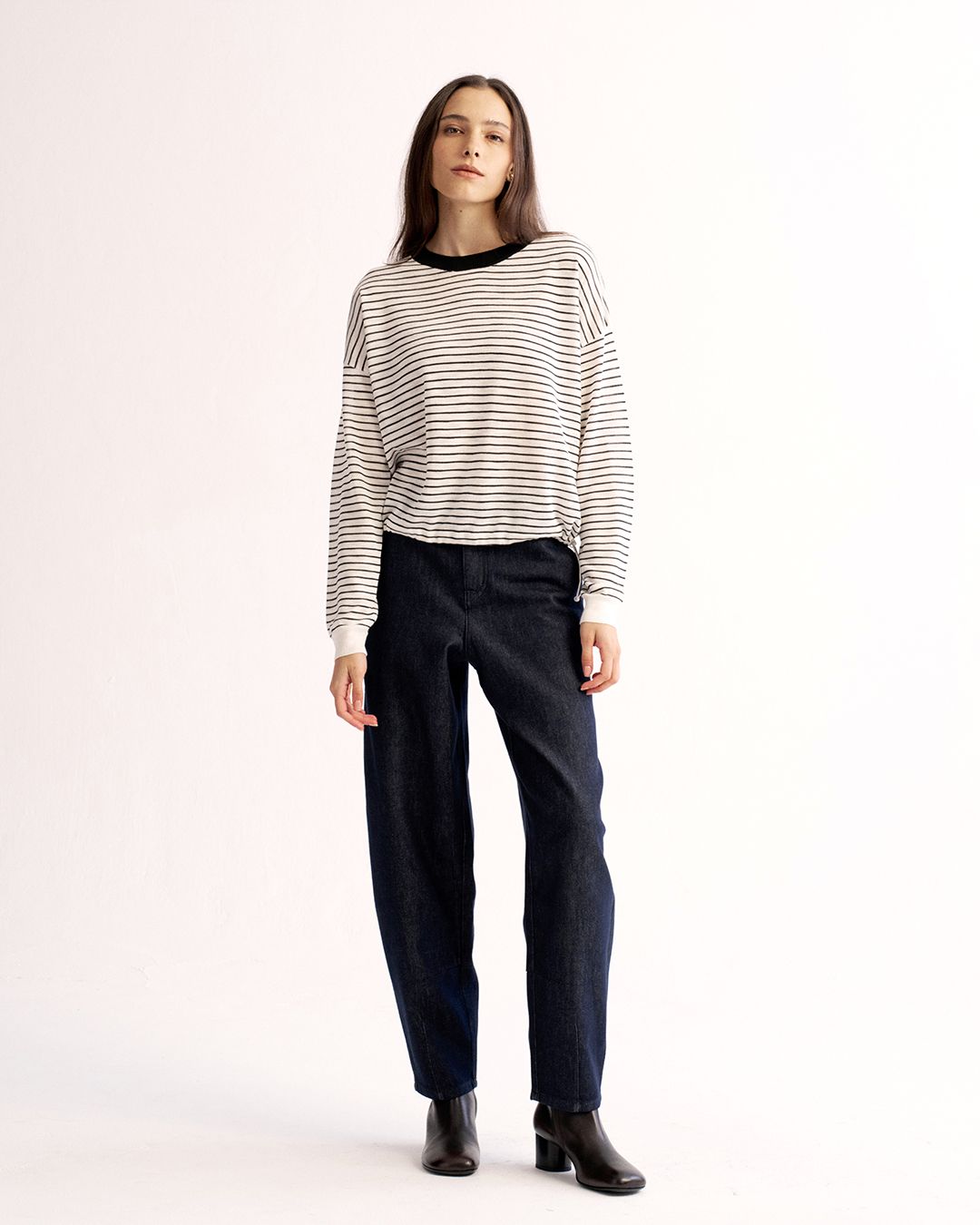 STRIPED TOP - EGGSHELL/BLACK
