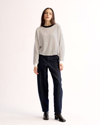 STRIPED TOP - EGGSHELL/BLACK
