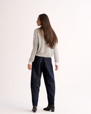 STRIPED TOP - EGGSHELL/BLACK