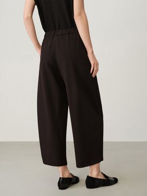 DOUBLE KNIT BARREL-LEG PANTS - BLACK