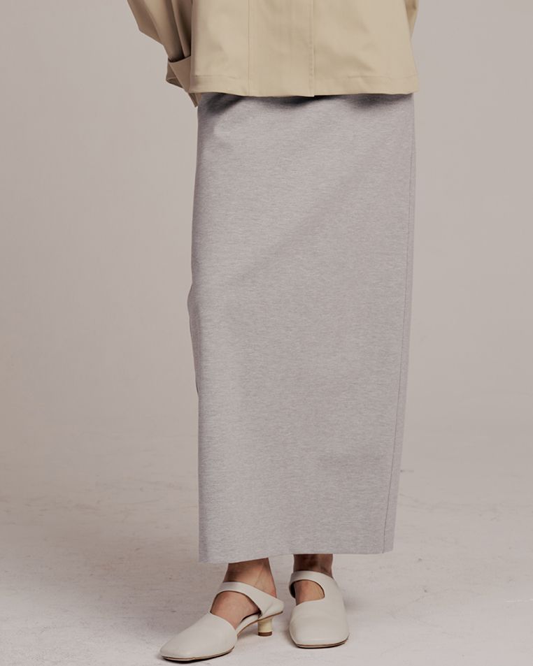 HIGH SLIT DOUBLE KNIT LONG SKIRT - LHG