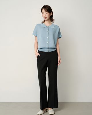 SLIM BELL CUT TAILOR PANTS - BLACK