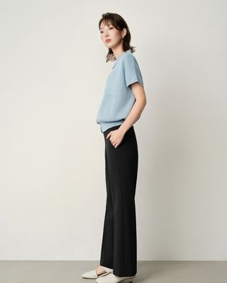 SLIM BELL CUT TAILOR PANTS - BLACK