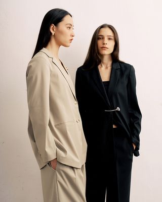 WOOL-BLEND GABARDINE BLAZER - CEMENT