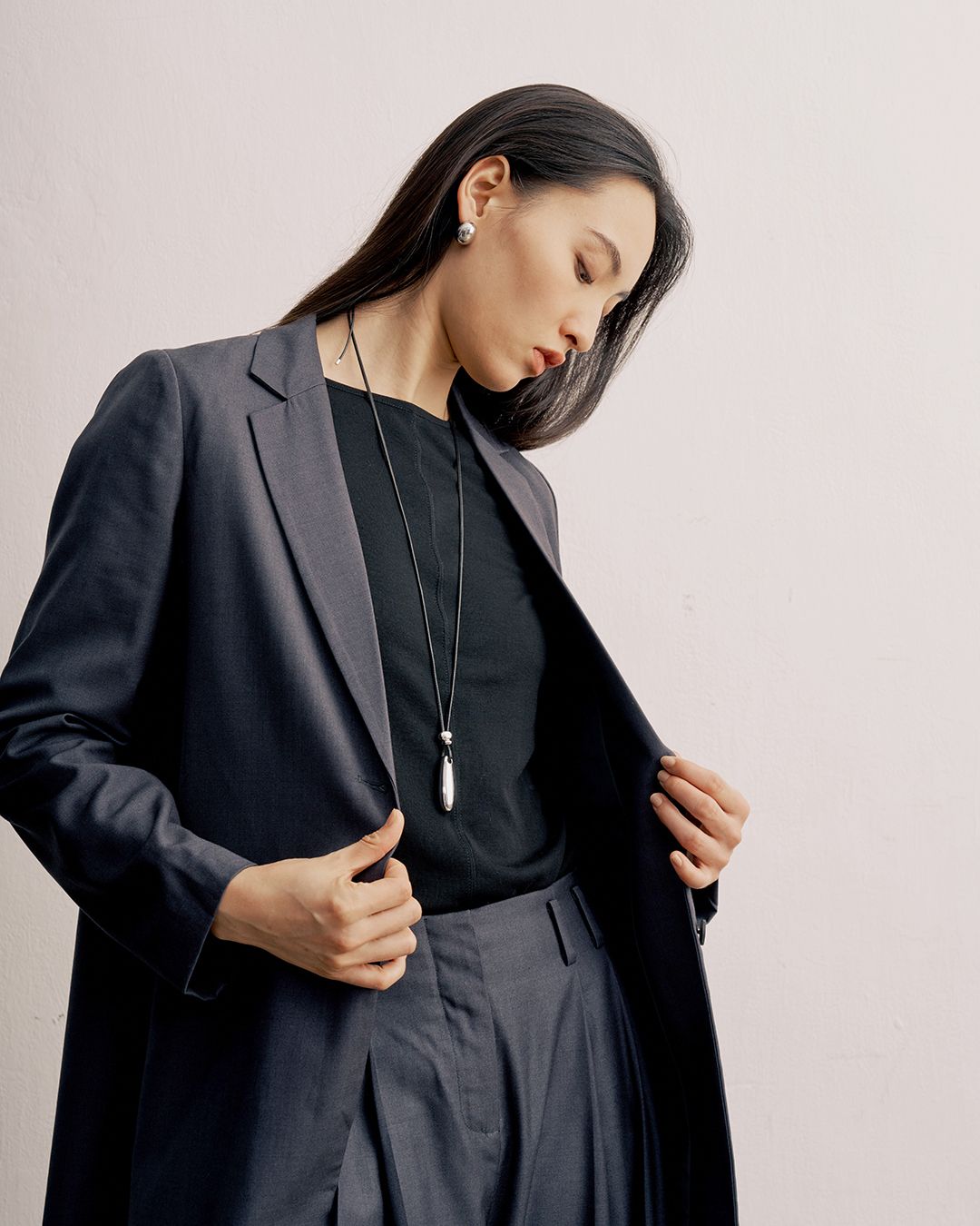 WOOL-BLEND GABARDINE BLAZER - DARK GREY
