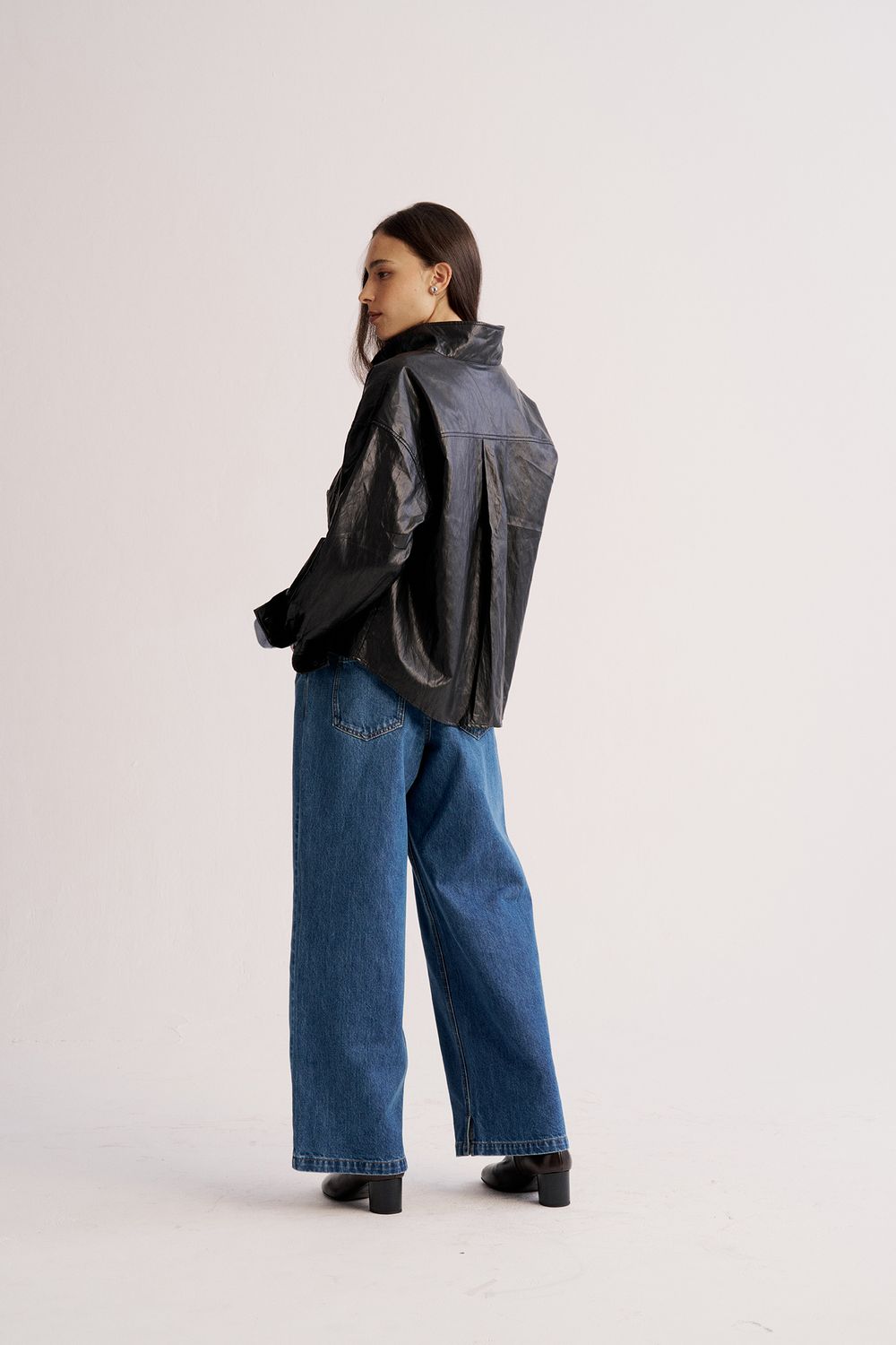 STRAIGHT LEG DENIM PANTS - WASHED DENIM