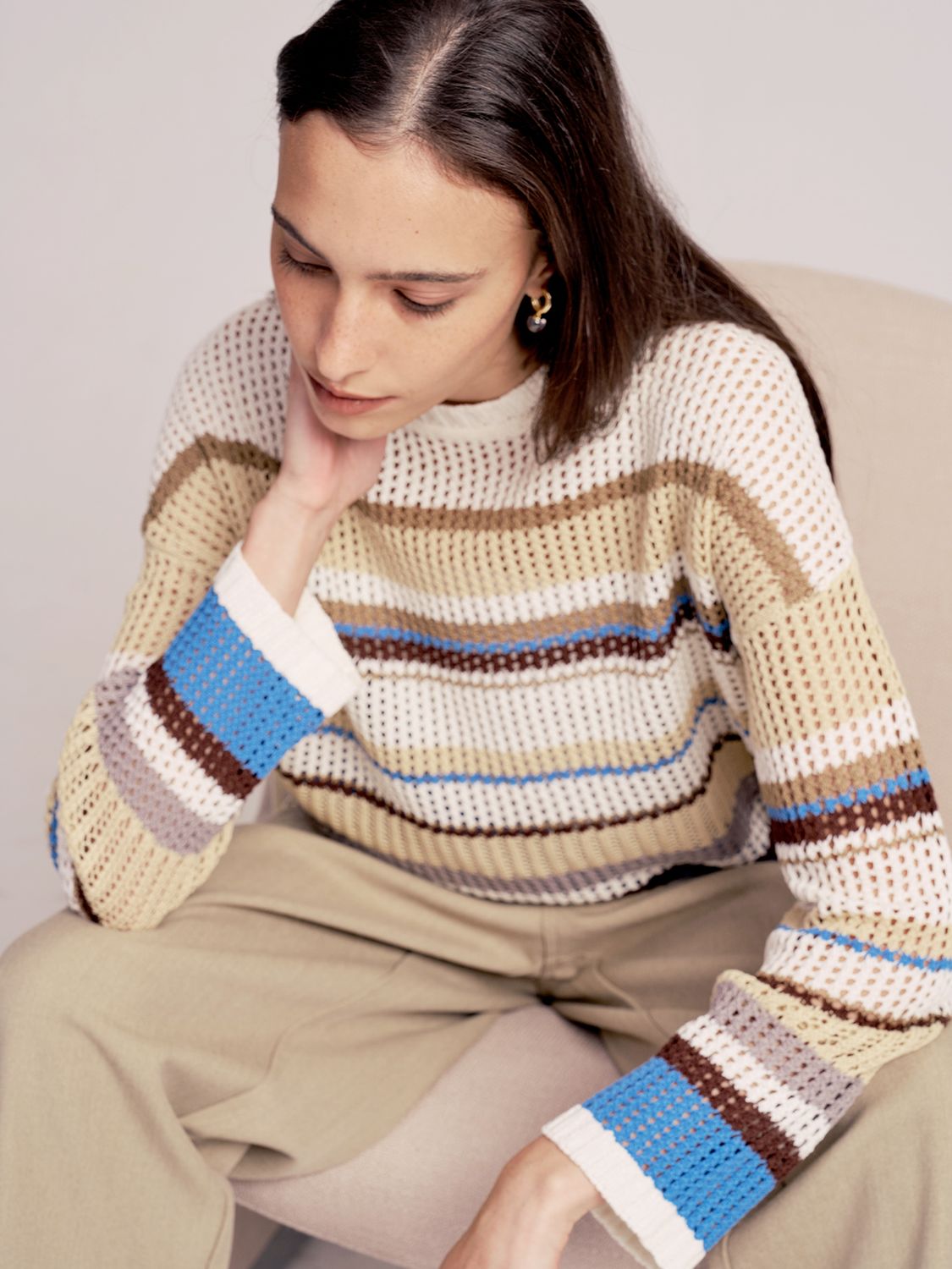 CROPPED STRIPED TOP - CAPTAIN BLUE/ SAND