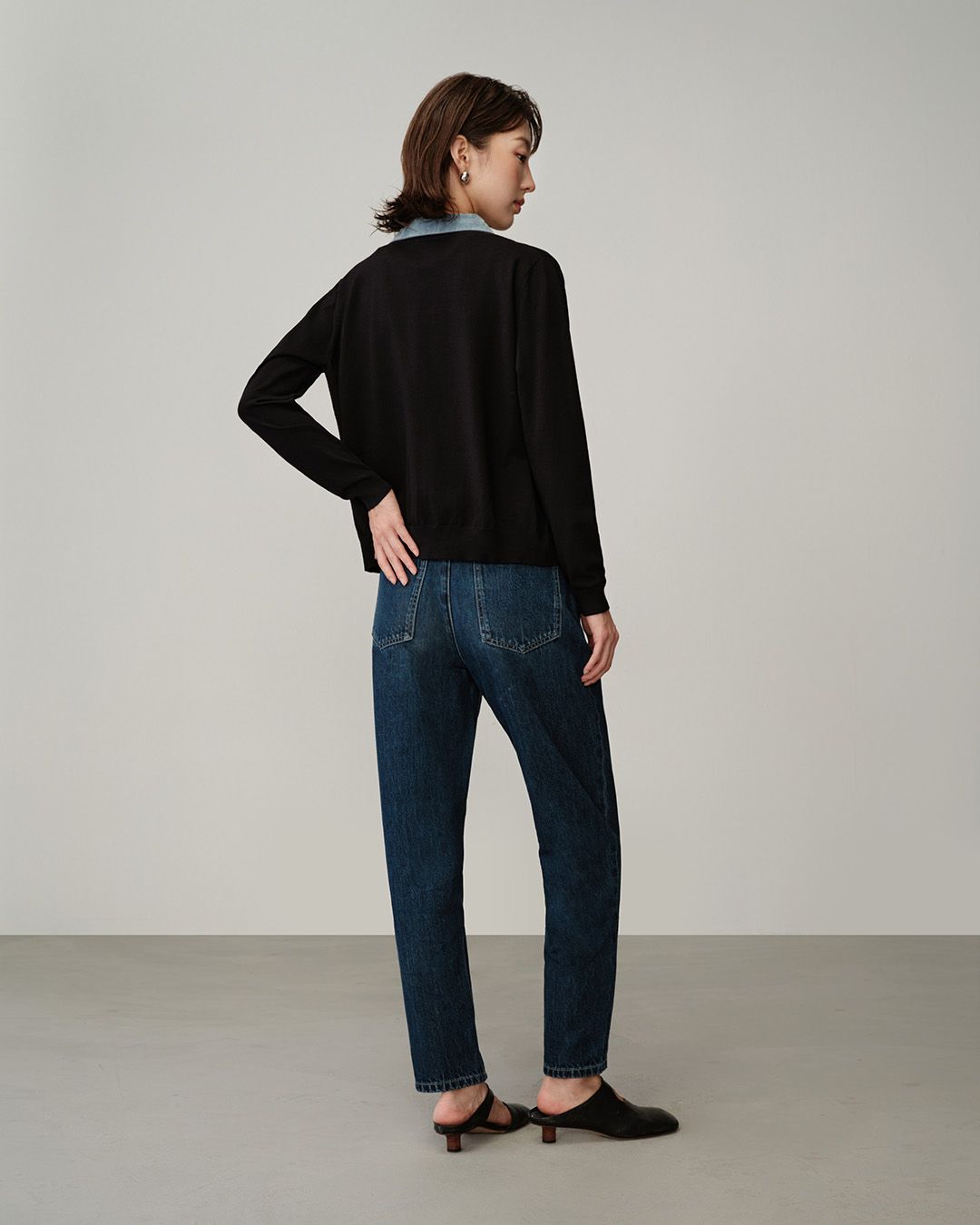 SWEATER WITH DENIM COLLAR - ECLIPSE/DENIM