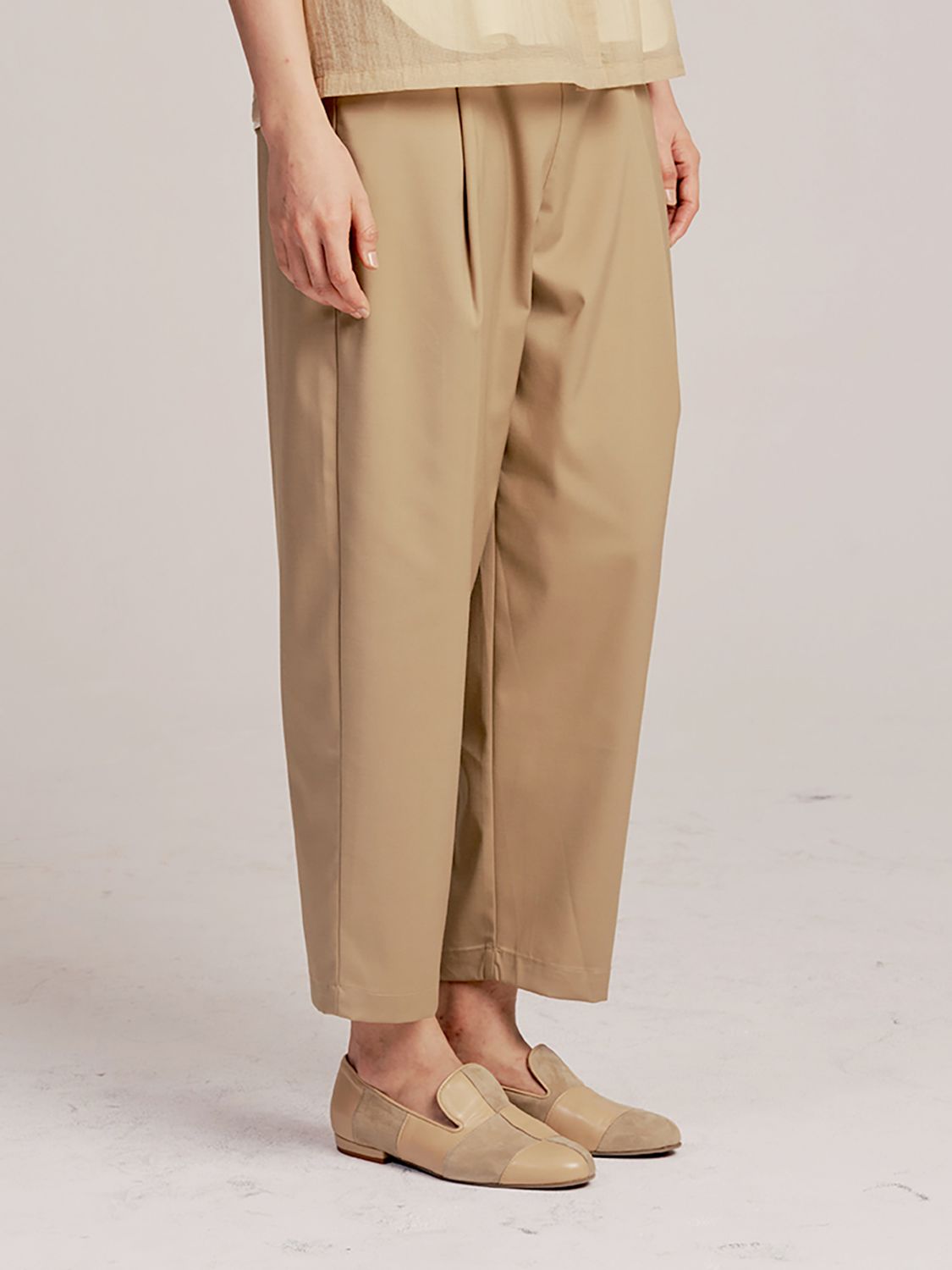 EASY-CARE CARROT-CUT PANTS - CAMEL