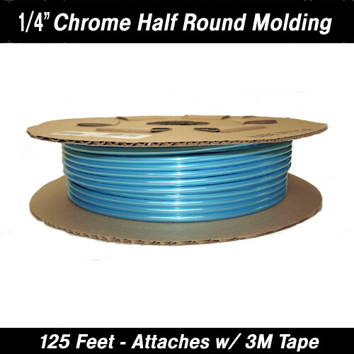Chrome Half Round Body Side Trim 1/4 Chrome Half Round Body Side Trim 1/4" x 125' Reel