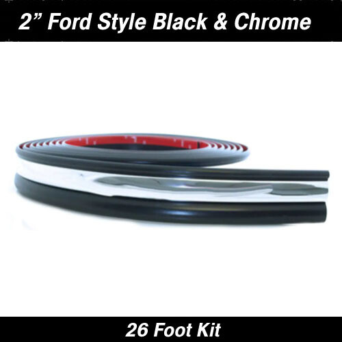 Ford Truck Style Black & Chrome Body Side Molding 2" x 26' Kit