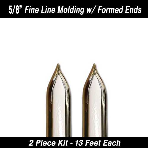 White w/Chrome Fine Line w/ Ends Body Side Molding 5/8 White w/Chrome Fine Line w/ Ends Body Side Molding 5/8" x 13' (2)
