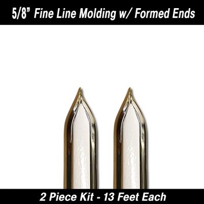 White w/Chrome Fine Line w/ Ends Body Side Molding 5/8 White w/Chrome Fine Line w/ Ends Body Side Molding 5/8" x 13' (2)