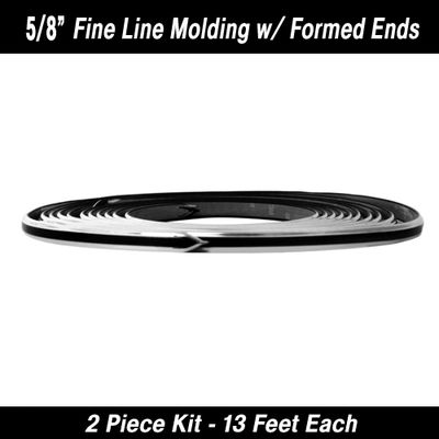 Black/Chrome Fine Line w/ Ends Body Side Molding 5/8" x 13' (2)