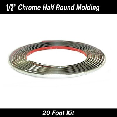 Chrome Half Round Style Wheel Well Molding 1/2" x 20' Kit