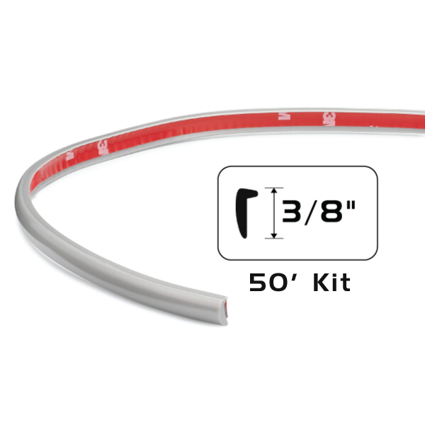 Silver Tape on Door Edge Guard Trim - 3/8" x 50' Kit