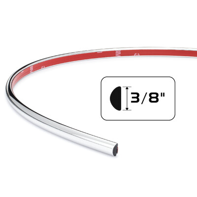 Chrome Half Round Car Trim - 3/8" x 50' Kit