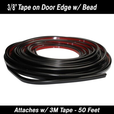 Black Tape on Door Edge Trim w/ Bead - 3/8" x 50' Kit