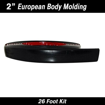 2 2" European Style Black Truck Body Side Molding 26'
