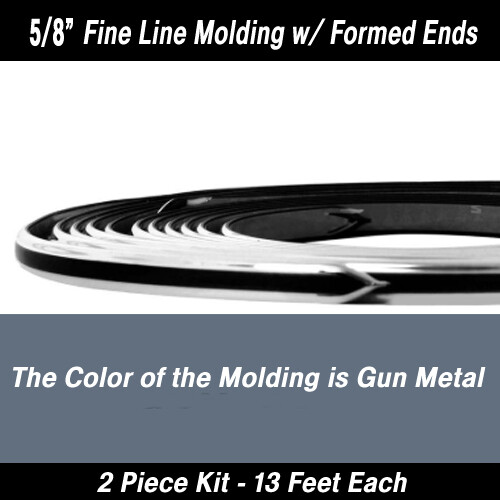 Gun Metal/ Chrome Fine Line w/ Ends Bodyside Molding 5/8" x 13' (2)