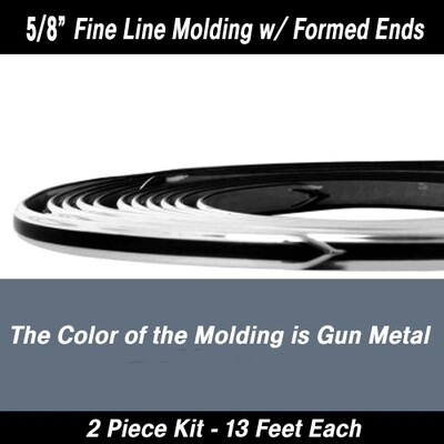 Gun Metal/ Chrome Fine Line w/ Ends Bodyside Molding 5/8" x 13' (2)