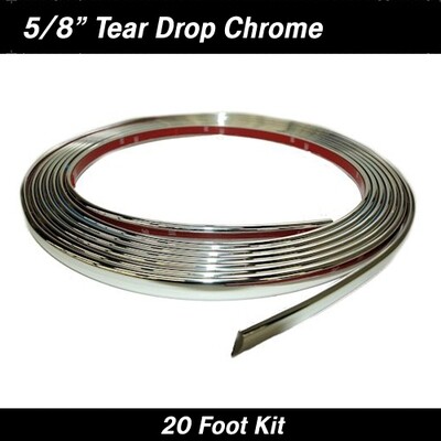 Chrome Tear Drop Wheel Well Molding 5/8" x 20' kit