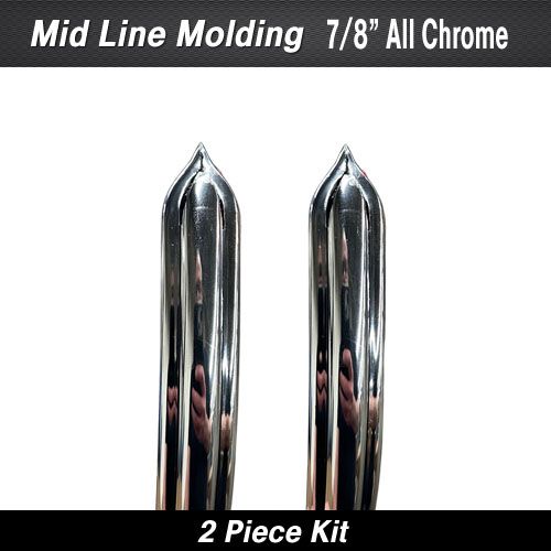 All Chrome Mid Line w/ Ends Body Side Molding 7/8 All Chrome Mid Line w/ Ends Body Side Molding 7/8" x 13' (2)