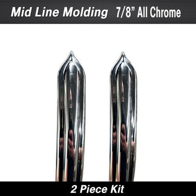 All Chrome Mid Line w/ Ends Body Side Molding 7/8" x 13' (2)