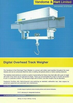 Vandome and Hart Overhead Track Scale Call for quotation