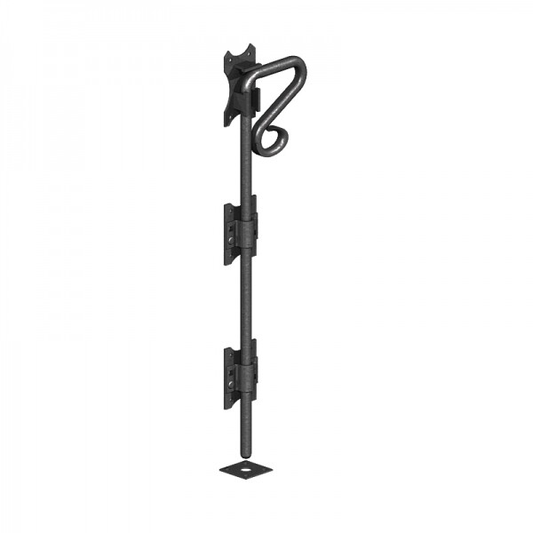 Antique-style drop bolt, 600mm, heavy duty,  black polymer