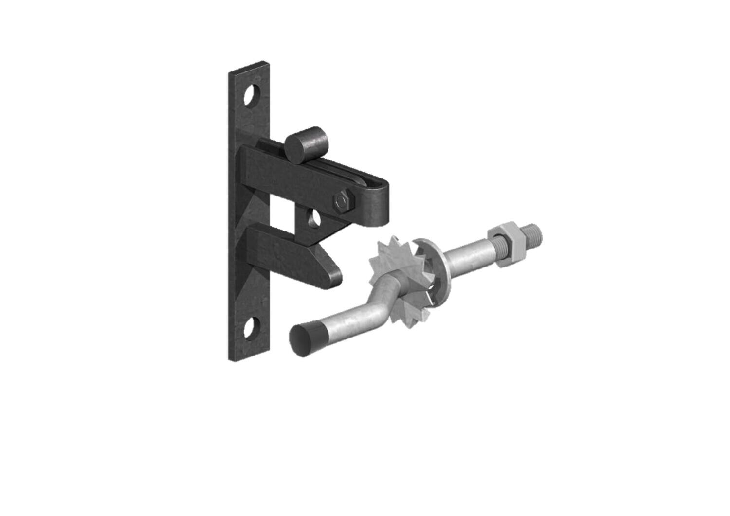 Self-catching latch, black epoxy polymer, GATEMATE®