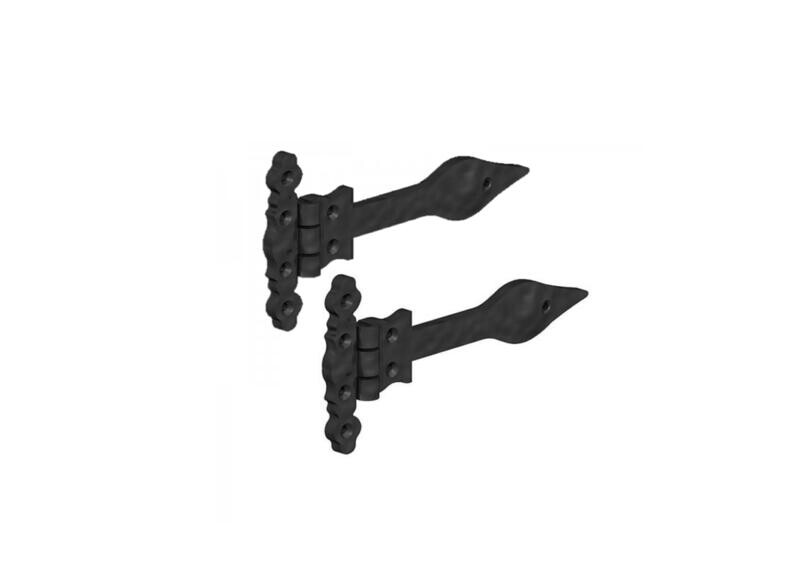 Antique-style hinges, matt black polymer