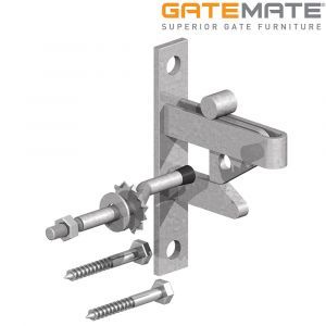 Self-catching latch, single leg striker, &quot;hot dip&quot; galvanized&quot;, GATEMATE®