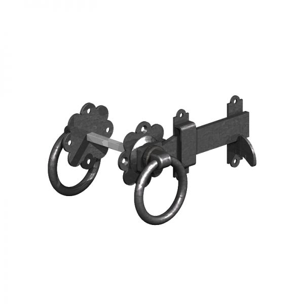 Ring latch 150mm, black polymer.