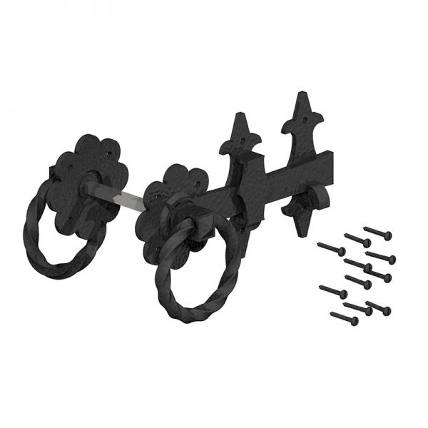 Antique style, ring latch 200mm, dull black polymer