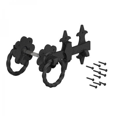 Antique style, ring latch 200mm, dull black polymer