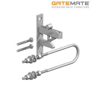 GATEMATE® Self-catching latch, double leg safety striker, galvanised.