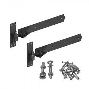 GATEMATE® Adjustable hinge set, premium quality with a black polymer coating.