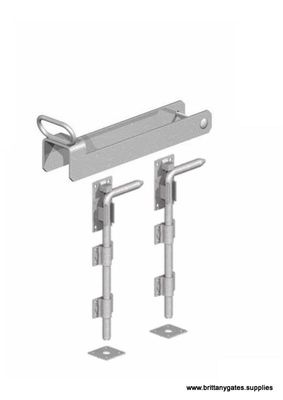 Fastener set: 350mm Closing loop with handle, two 600mm drop bolts, galvanized.