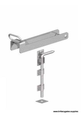 Fastener Set: Loop with handle, 600mm drop bolt, galvanised.