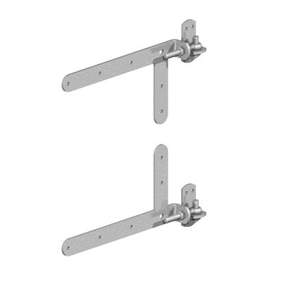 Adjustable Braced Hinge Set 350mm /40mm /6mm, Galvanized.