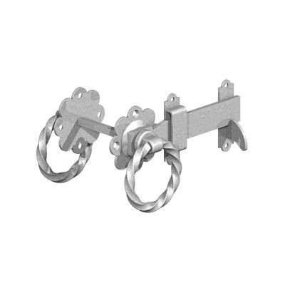 Twisted handle ring latch 150mm, rope effect handle, Galvanised,