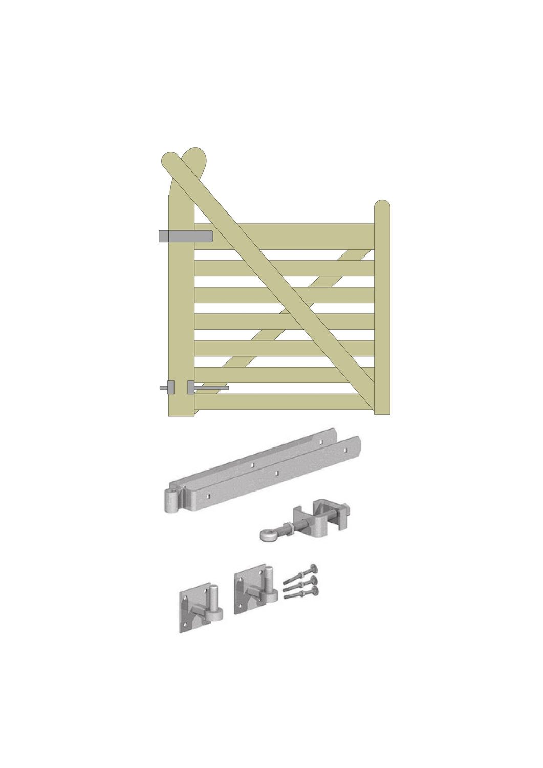 &quot;Midsummer&quot; curved raised helve, seven-bar gate, Size: 1.00m, HINGE SET: Hook on square plate, HANG: Left, FINISH: Galvanised