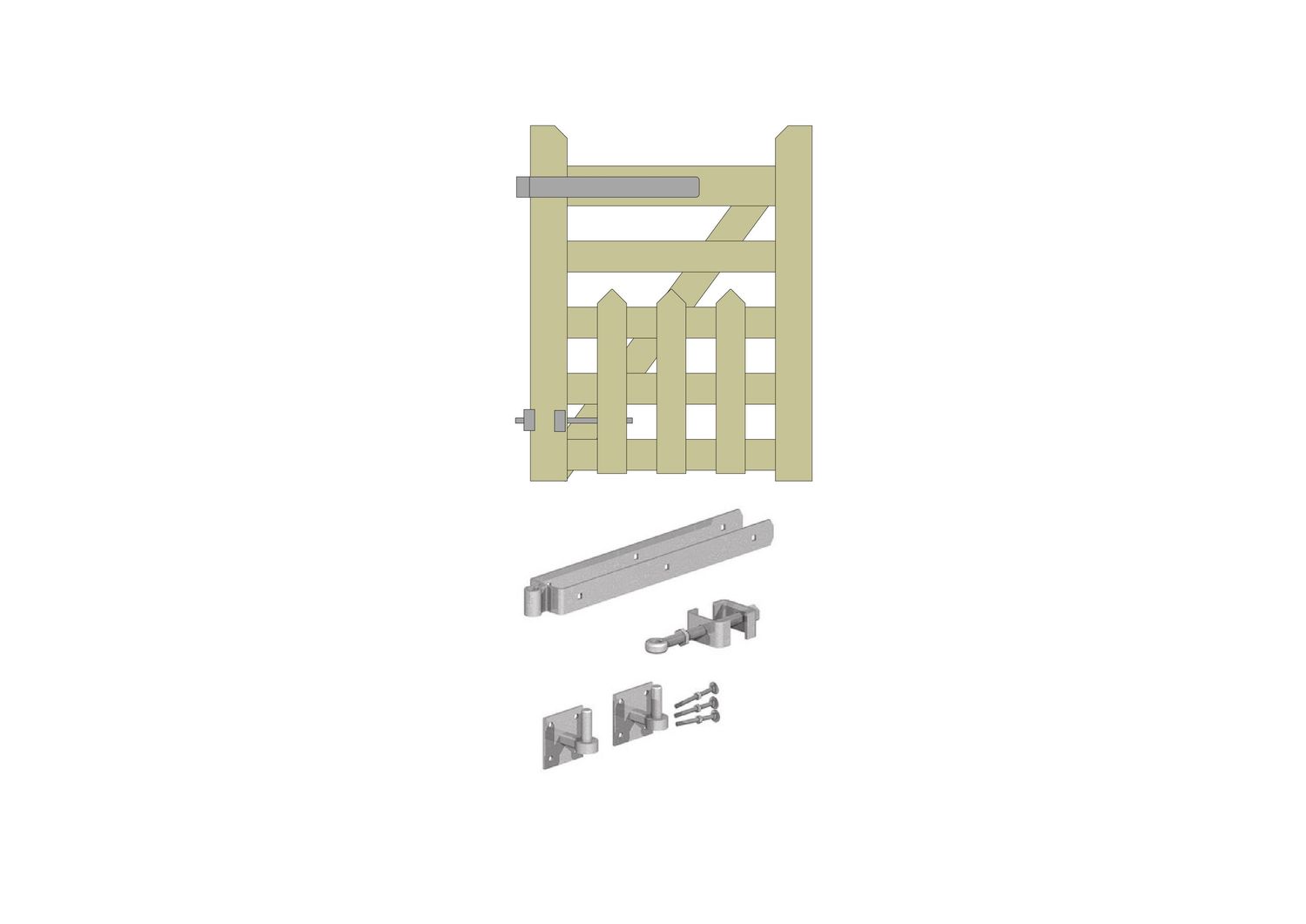 &quot;Midsummer&quot; keeper gate 650, HINGE SET: Hook on square plate, HANG: Left, GATE LENGTH: 1.00m, FINISH: Galvanised