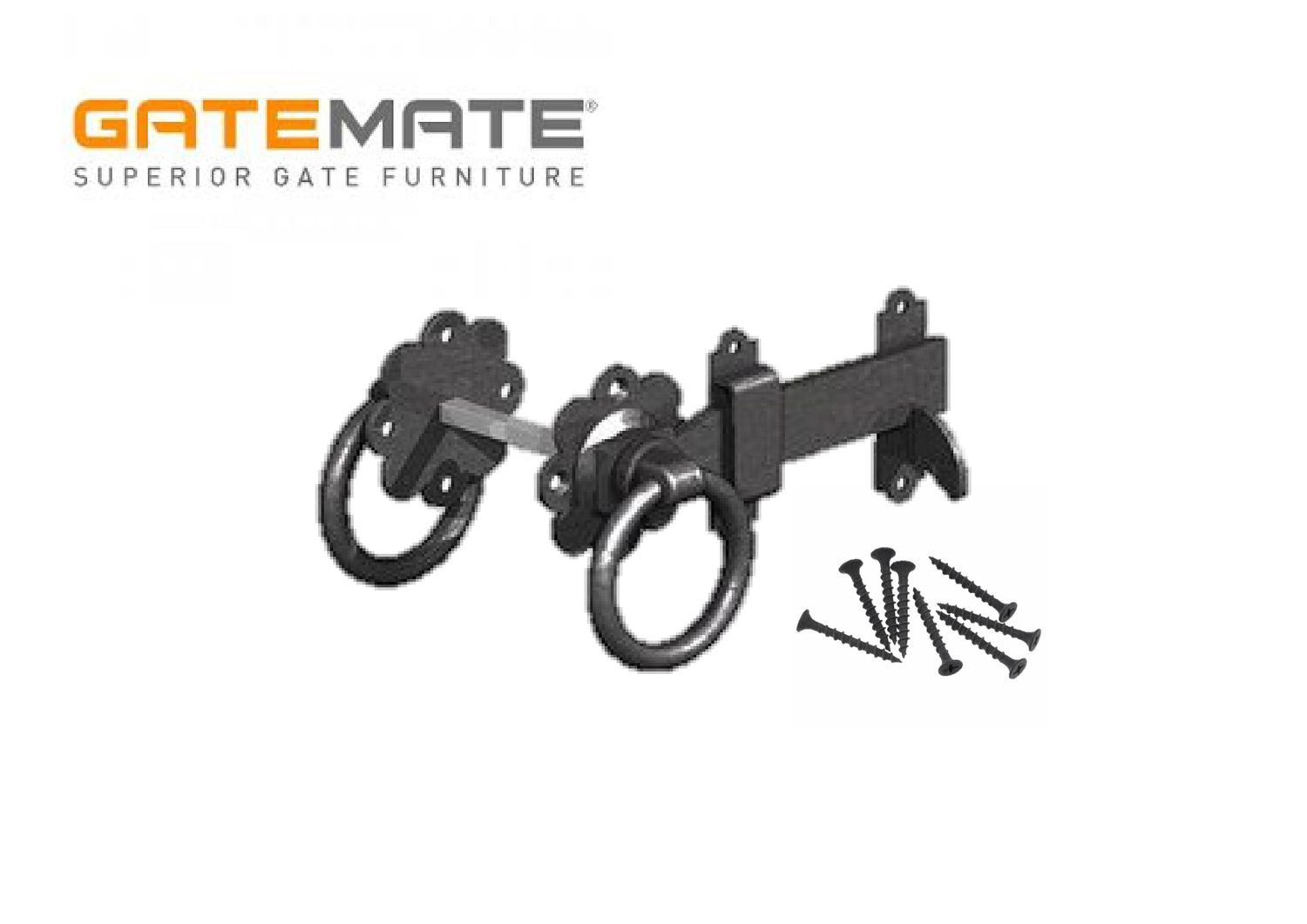 GATEMATE® Ring latch 175mm, premium quality, black polymer,