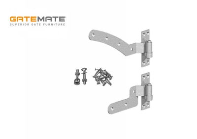 GATEMATE® Curved cranked hinge set, galvanised.